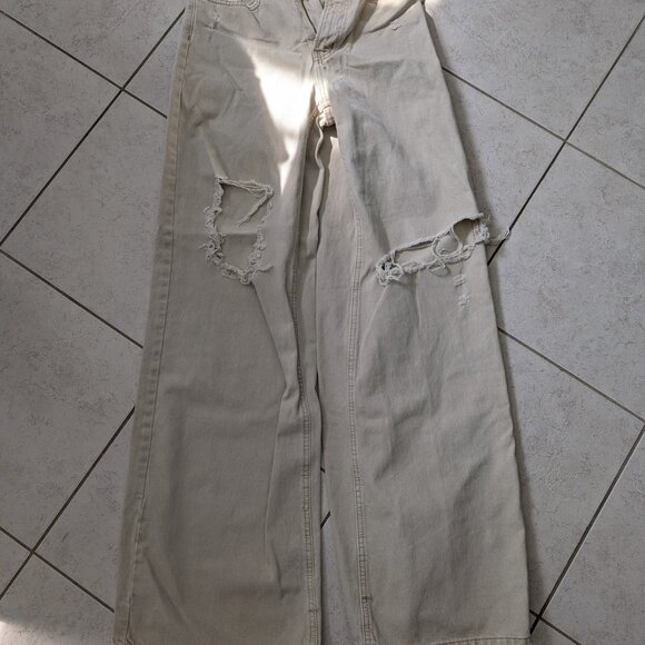 BDG - Beige Skater Baggy Jeans - Distressed/Ripped Jeans - Size: US 25 - Picture 2 of 5